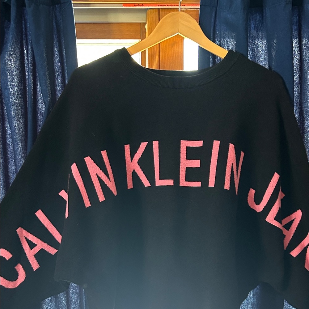 Calvin Klein Black Sweater with Pink Logo